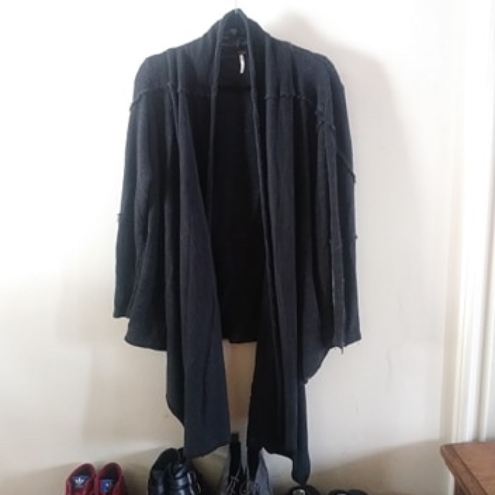 Free People Raw Hem Oversized Wrap-Around Cardigan